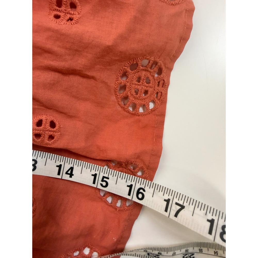 C+A Los Angeles Eyelet Peplum Top Womens Small Terracotta Excellent Smocked Boho - Picture 6 of 6
